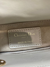 DIOR 25S LADY DIOR BAG 20 IN SAND BEIGE CALFSKIN CHARM PEARL EMBELLISHMENTS