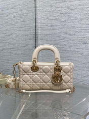 DIOR 25S SMALL LADY D-JOY 22 IN BEIGE LAMBSKIN GOLD HARDWARE