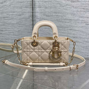 DIOR 25S MICRO LADY D-JOY 16 IN BEIGE LAMBSKIN GOLD HARDWRE
