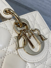 DIOR 25S MICRO LADY D-JOY 16 IN BEIGE LAMBSKIN GOLD HARDWARE