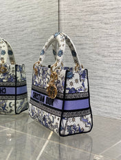 DIOR 25S SMALL LADY D-LITE BAG 24 IN PURPLE DIOR NIGHT OF DREAMS EMBROIDERY