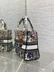 DIOR 25S SMALL LADY D-LITE BAG 24 IN MULTICOLOR DIOR FLOWERS CALENDAR ALLOVER EMBROIDERY