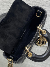 DIOR 25S MICRO LADY D-JOY 19 IN BLACK CALFSKIN GOLD HARDWRE