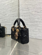 DIOR 25S MICRO LADY D-JOY 19 IN BLACK CALFSKIN GOLD HARDWRE