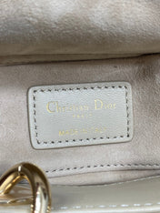 DIOR 25S MICRO LADY D-JOY 19 IN POWDER BEIGE CALFSKIN GOLD HARDWARE
