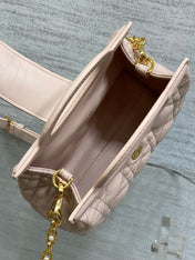 DIOR 25S JOLIE TOP HANDLE MINI BAG 18 IN BABY PINK CALFSKIN GOLD HARDWRE