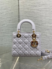 DIOR 25S LADY DIOR BAG 20 IN LILAC CANNAGE CALFSKIN GOLD HARDWRE