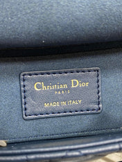 DIOR 25S SMALL LADY D‑JOY BAG 19 IN DARK BLUE CANNAGE CALFSKIN GOLD HARDWRE