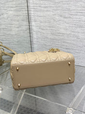 DIOR 25S MEDIUM LADY BAG 24 IN POWDER BEIGE CALFSKIN GOLD HARDWRE