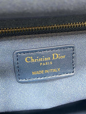 DIOR 25S MEDIUM LADY BAG 24 IN DEEP OCEAN BLUE CALFSKIN GOLD HARDWRE