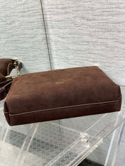 DIOR 26S MEDIUM BAG 31 IN DARK BROWN SUEDE