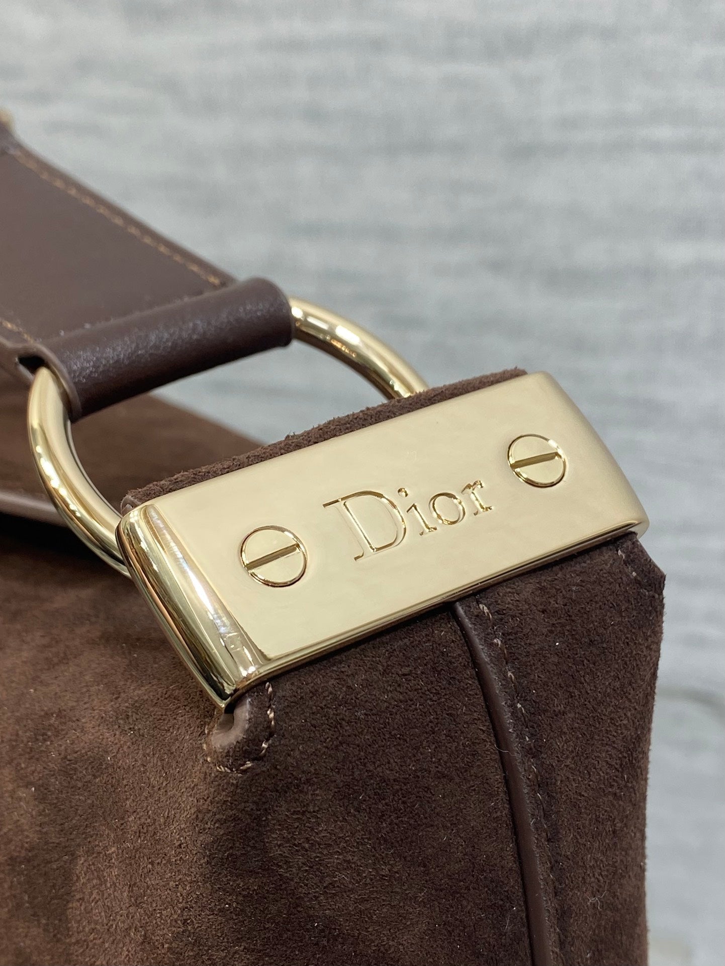 DIOR 26S MEDIUM BAG 31 IN DARK BROWN SUEDE
