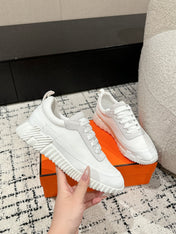 BOUNCING SNEAKER IN WHITE CALFSKIN AND FABRIC