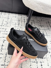 CHANEL 26S QUILTED SNEAKERS IN BLACK SUEDE