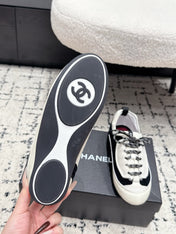 CHANEL 26S LACE-UP SNEAKERS IN WHITE SUEDE AND LAMBSKIN