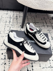 CHANEL 26S LACE-UP SNEAKERS IN WHITE SUEDE AND LAMBSKIN