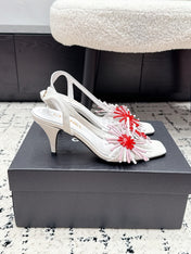 CHANEL 26S SLINGBACK SANDALS 75 MM IN WHITE PATENT CALFSKIN