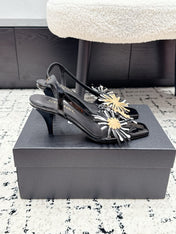 CHANEL 26S SLINGBACK SANDALS 75 MM IN BLACK PATENT CALFSKIN