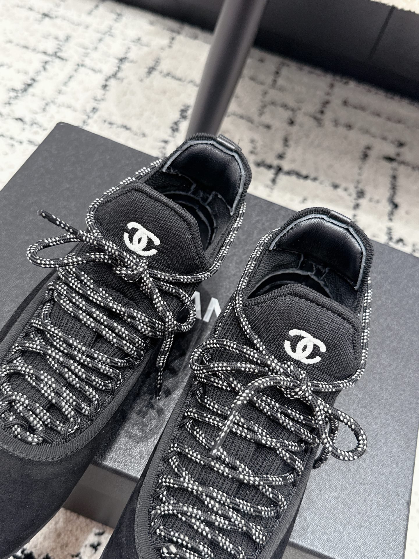 CHANEL 26S LACE-UP SNEAKERS IN BLACK SUEDE