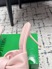 BOTTEGA VENETA 26S TWIST-STRAP HIGH-HEEL SANDALS 90 MM IN LIGHT PINK LAMBSKIN