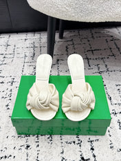 BOTTEGA VENETA 26S TWIST-STRAP HIGH-HEEL SANDALS 90 MM IN WHITE LAMBSKIN