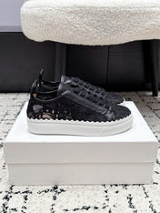 CHLOE 26S SNEAKERS IN BLACK LACE AND CALFSKIN
