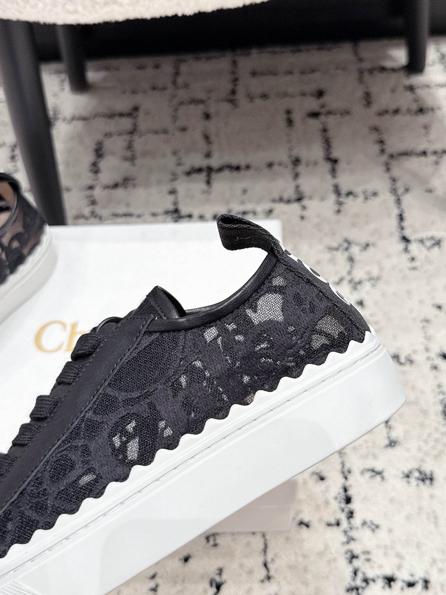 CHLOE 26S SNEAKERS IN BLACK LACE AND CALFSKIN
