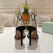 AQUAZZURA 26S HEELED SANDALS 100 MM IN BLACK SUEDE STYLE 3