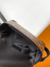 LV 25S STEAMER BAG 18 IN BROWN MONOGRAM MACASSAR CANVAS AND CALFSKIN