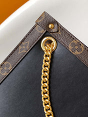 LV 25S NOVA MM BAG 37 IN BLACK CALFSKIN AND BROWN MONOGRAM CANVAS TRIM