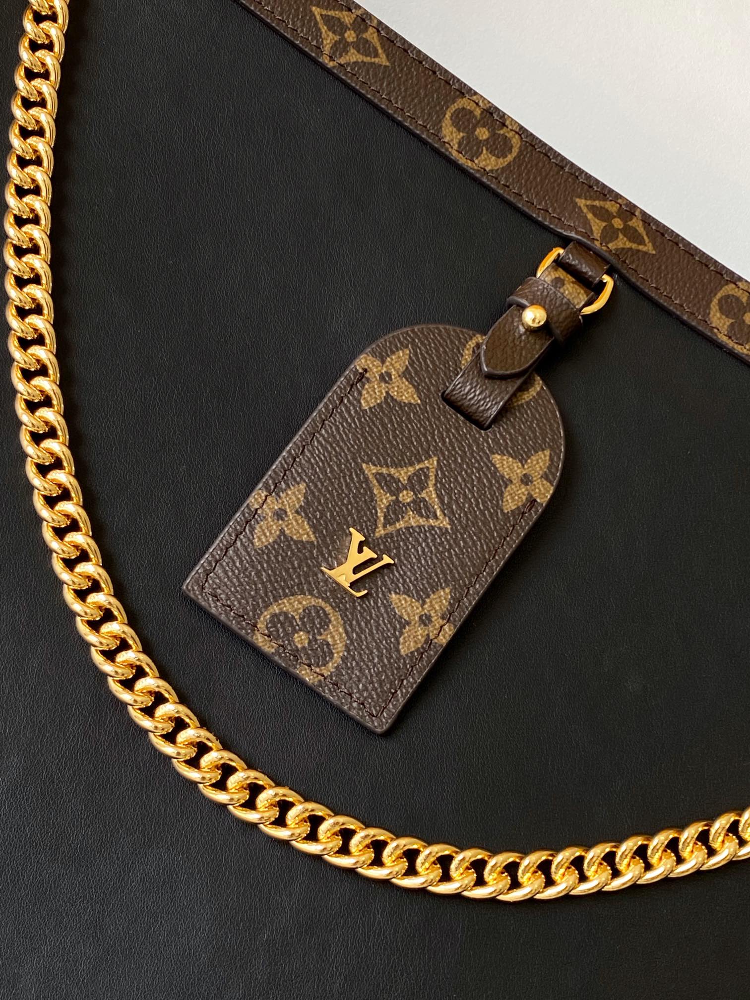 LV 25S NOVA MM BAG 37 IN BLACK CALFSKIN AND BROWN MONOGRAM CANVAS TRIM
