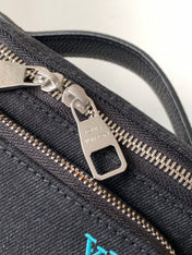 LV 25S DYNAMIC DENIM EMBROIDERED BUMBAG 37 IN BLACK CANVAS