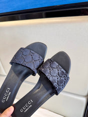 GUCCI 26S SLIDE SANDALS 55 MM IN BLACK VELVET