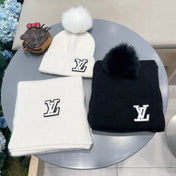 SET SCARF AND HAT IN WHITE WOOL AND FOX FUR 414791