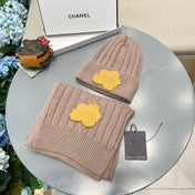 SET SCARF AND HAT IN LIGHT BROWN WOOL 419146