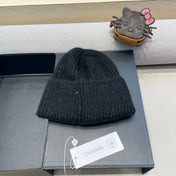 BEANIE HAT IN BLACK WOOL WITH BOW 421254