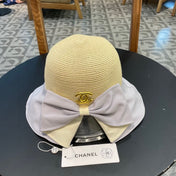 BOW BUCKET HAT IN PALE PURPLE MIX BEIGE RAFFIA 426169