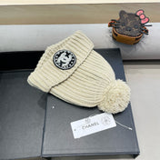 KNIT BEANIE HAT IN BEIGE WOOL 430242