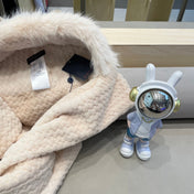 BEANIE HAT IN ALMOND BEIGE  WOOL AND LAMB FUR 435075