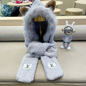 BEANIE HAT IN GRAY WOOL AND LAMB FUR 435074