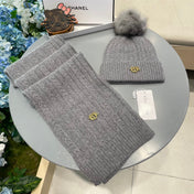SET CLASSIC SCARF AND HAT IN GRAY CASHMERE AND RABBIT WOOL 433233