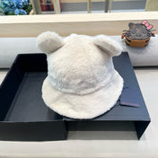 BUCKET HAT IN WHITE  WOOL AND LAMB FUR 434940