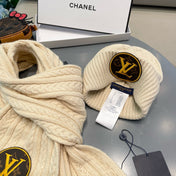 SET SCARF AND HAT IN CREAM BEIGE WOOL 434609