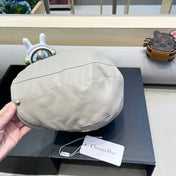 BAKER BOY HAT IN IVORY BEIGE LEATHER 436768