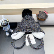 BEANIE HAT IN BLACK WOOL LINED WITH FLEECE 436773