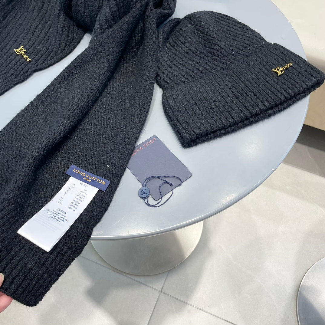 SET SCARF AND HAT IN BLACK WOOL 436222