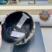 BAKER BOY HAT IN LIGHT BEIGE MINK FUR 438089