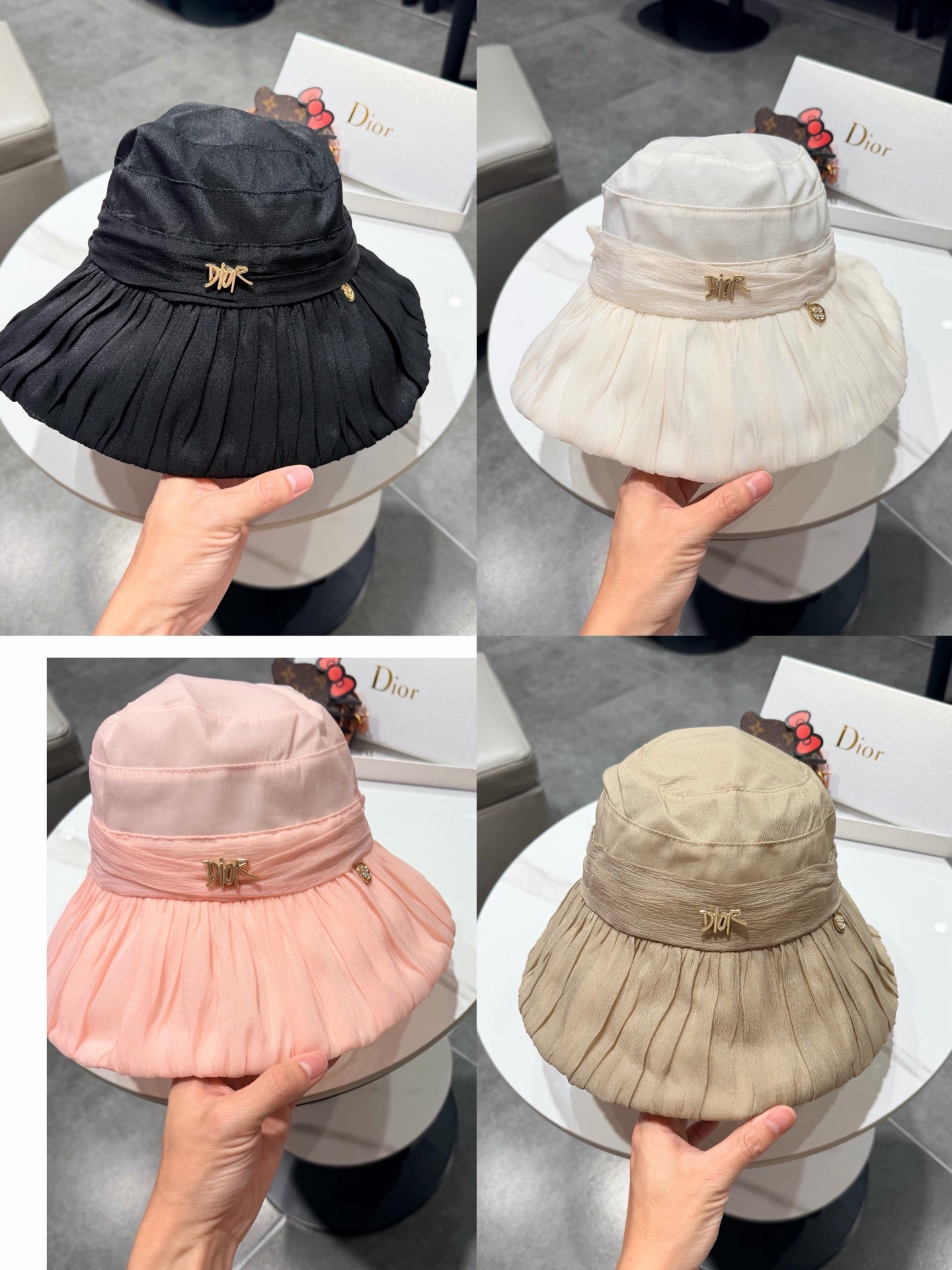 DIOR 26S PLEATED WIDE-BRIM BUCKET HAT STYLE 11