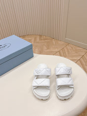 Pra Double Strap Quilted Slide 20 White Calfskin