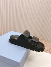 Pra Double Strap Quilted Slide 20 Black Calfskin